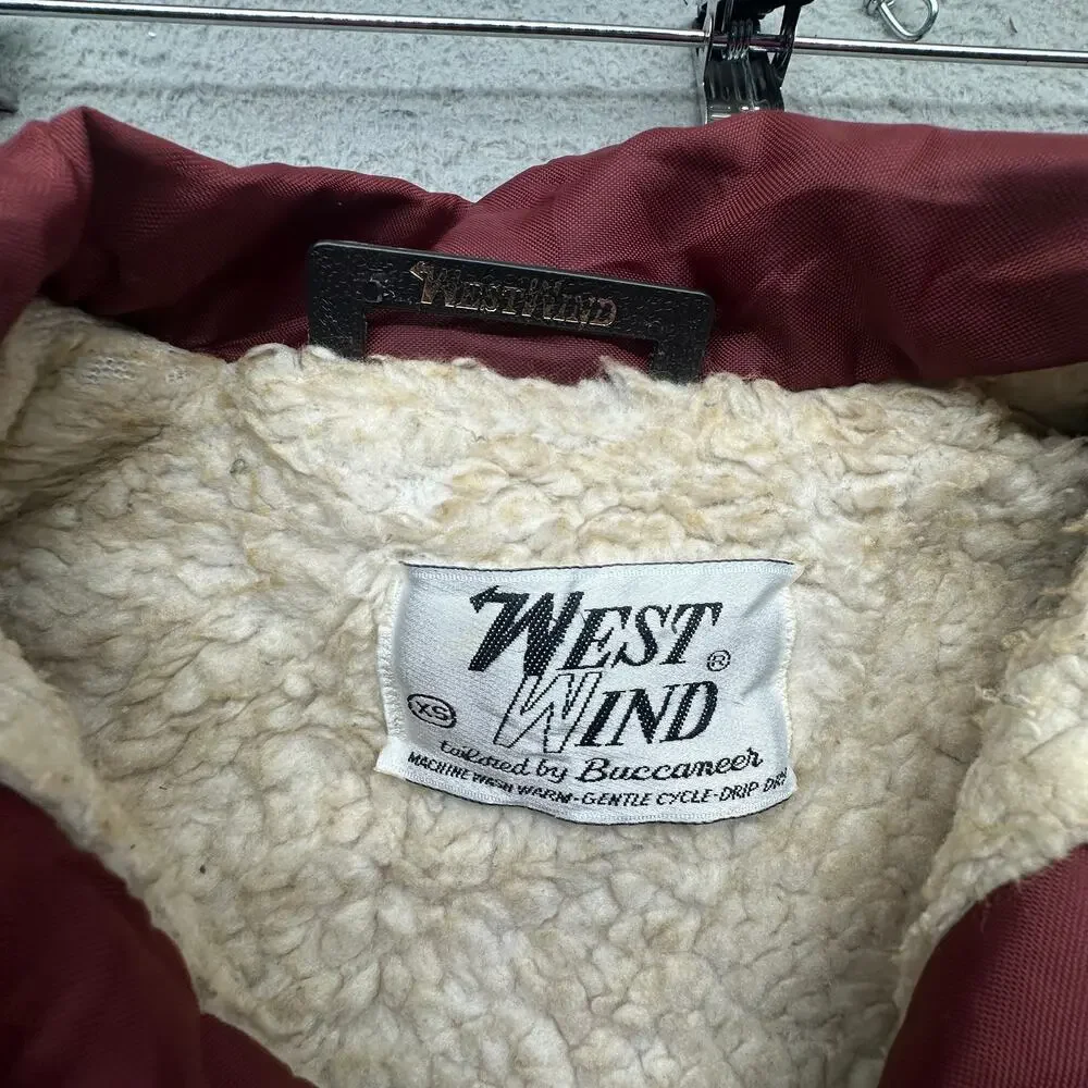 Vintage 70s 80s Westwind Sherpa Fleece Lined Coach Snap Button Jacket Men XS Red